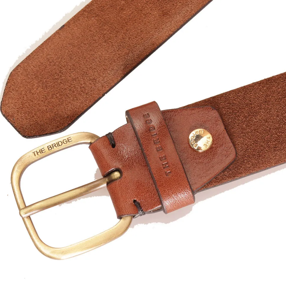 Cintura Uomo 3,5 cm THE BRIDGE in Pelle Scamosciata Marrone 110 cm