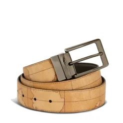 Cintura Uomo Double Face h 3,5 cm 1A Classe Alviero Martini stampa Geo Classic e Pelle Marrone A485