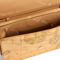Clutch a Tracolla con Pattina 1A Classe Alviero Martini linea Heritage Geo colore Geo Classic e Cuoio PO40