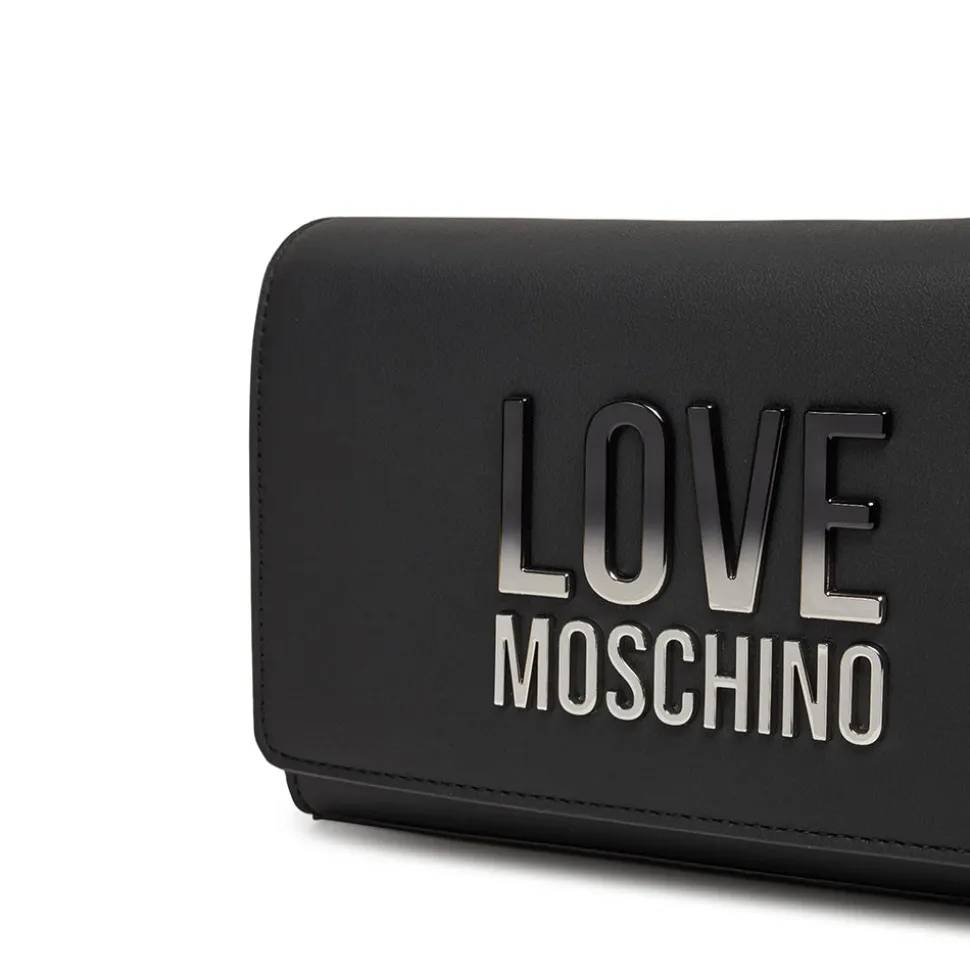 Clutch con Tracolla LOVE MOSCHINO Nera con Logo Lettering Sfumato