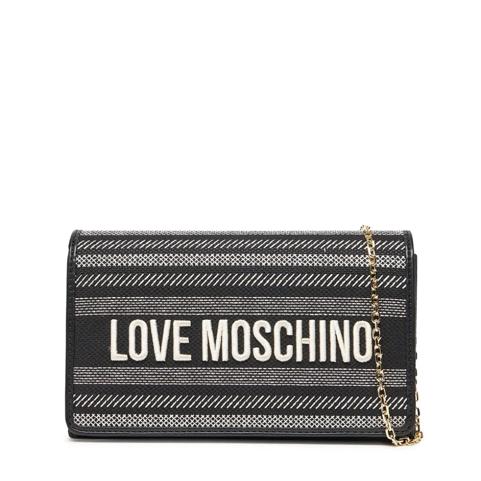 Clutch con Tracolla LOVE MOSCHINO in Canvas Nera