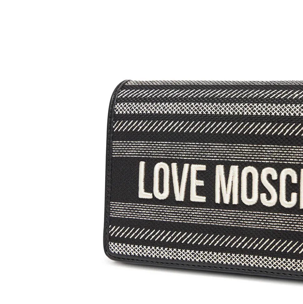 Clutch con Tracolla LOVE MOSCHINO in Canvas Nera