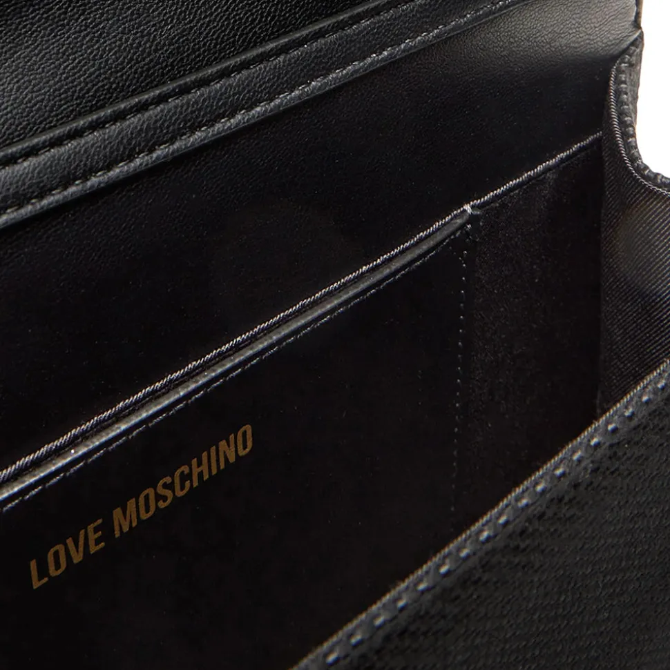 Clutch con Tracolla LOVE MOSCHINO in Canvas Nera