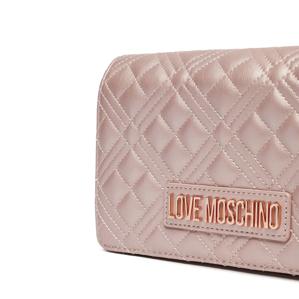 Clutch Donna con Tracolla LOVE MOSCHINO linea Smart Daily Quilted Metallic Powder