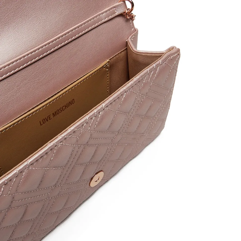 Clutch Donna con Tracolla LOVE MOSCHINO linea Smart Daily Quilted Metallic Powder