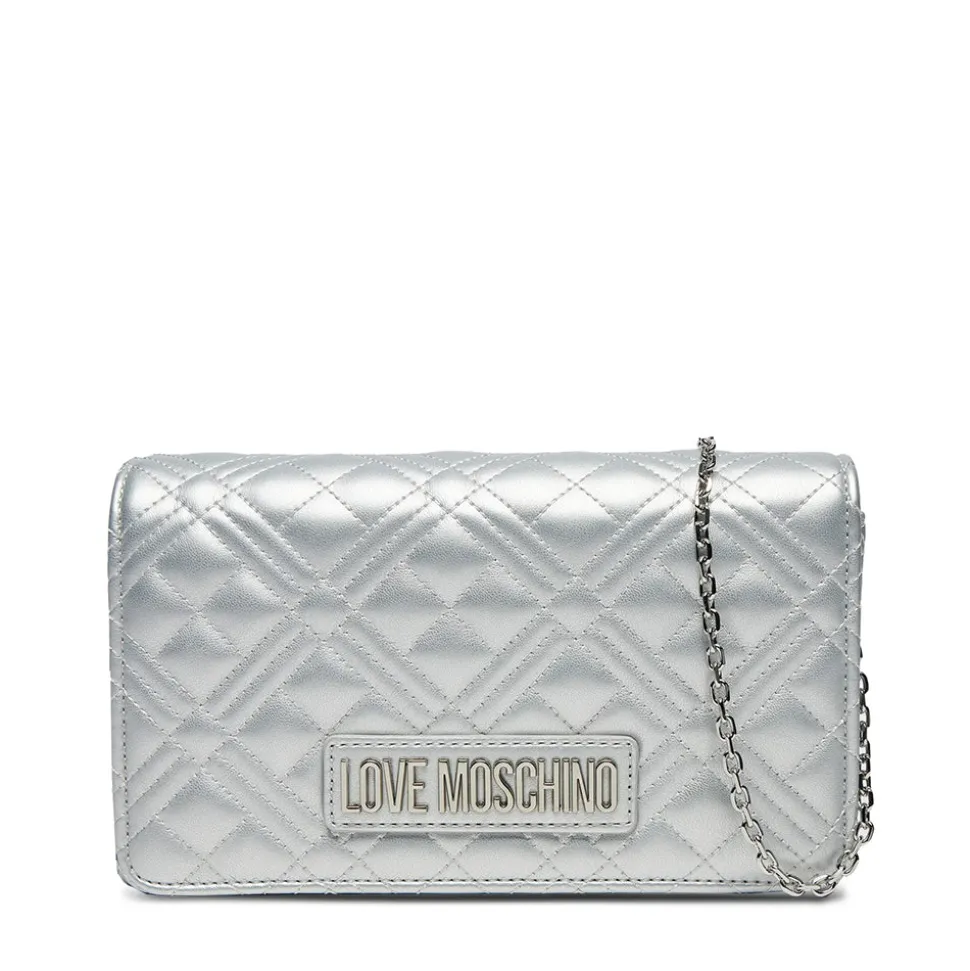 Clutch Donna con Tracolla LOVE MOSCHINO linea Smart Daily Quilted Metallic Silver