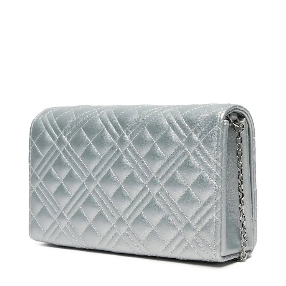 Clutch Donna con Tracolla LOVE MOSCHINO linea Smart Daily Quilted Metallic Silver