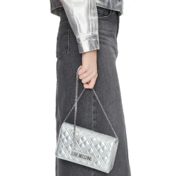 Clutch Donna con Tracolla LOVE MOSCHINO linea Smart Daily Quilted Metallic Silver