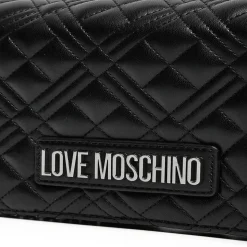 Clutch Donna con Tracolla LOVE MOSCHINO linea Shiny Quilted Nero e Nikel