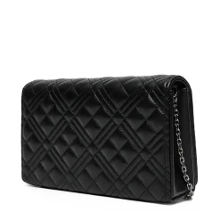 Clutch Donna con Tracolla LOVE MOSCHINO linea Shiny Quilted Nero e Nikel