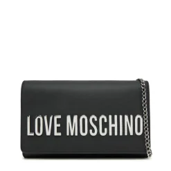 Clutch Donna con Tracolla LOVE MOSCHINO linea Smart Daily Bag Lettering Logo Nero e Nikel