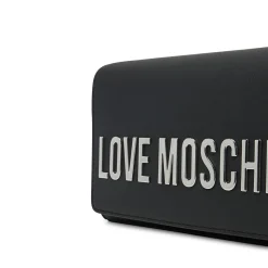 Clutch Donna con Tracolla LOVE MOSCHINO linea Smart Daily Bag Lettering Logo Nero e Nikel