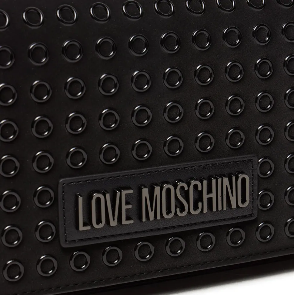 Clutch Donna con Tracolla LOVE MOSCHINO linea Glam Up Nera con Logo Canna di Fucile
