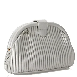 Clutch Donna con Tracolla LOVE MOSCHINO linea Pleated Argento JC4045