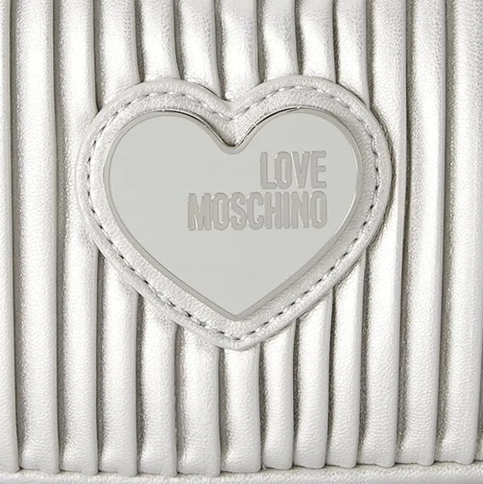 Clutch Donna con Tracolla LOVE MOSCHINO linea Pleated Argento JC4045