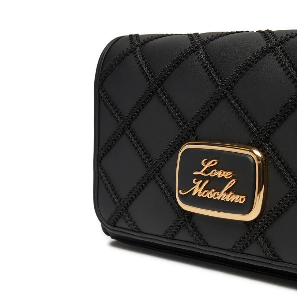 Clutch Donna LOVE MOSCHINO con Ricamo a Scacchi Nero