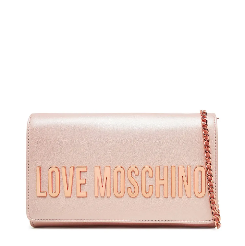 Clutch Donna LOVE MOSCHINO linea Smart Daily Bag Lettering Logo Metallic Powder