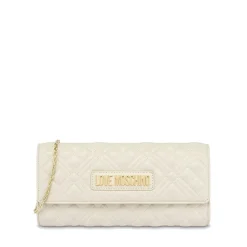 Clutch Donna Trapuntata con Tracolla LOVE MOSCHINO linea Lettering Logo Avorio