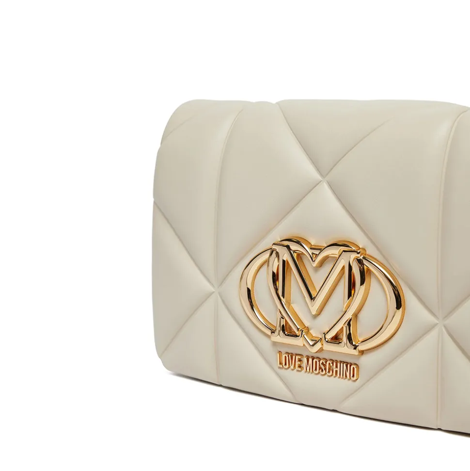 Clutch Trapuntata con Tracolla LOVE MOSCHINO linea Embossed Avorio