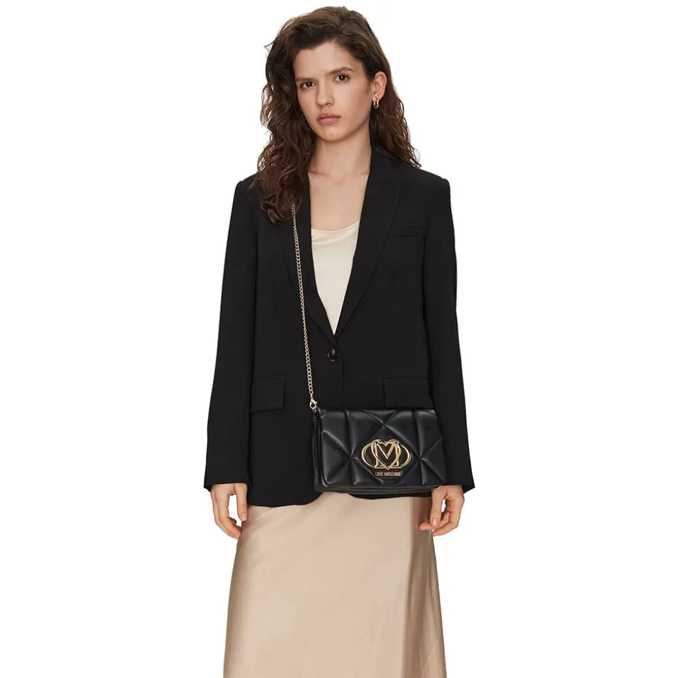 Clutch Trapuntata con Tracolla LOVE MOSCHINO linea Embossed Nero