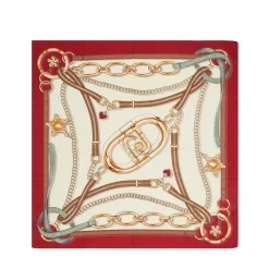 Foulard Donna 120 x 120 cm LIU JO stampa Mix Belt con Logo Rosso