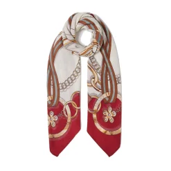 Foulard Donna 120 x 120 cm LIU JO stampa Mix Belt con Logo Rosso
