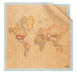 Foulard 90 x 90 cm 1A Classe Alviero Martini in Seta stampa Geo Classic e Azzurro Artico 3290