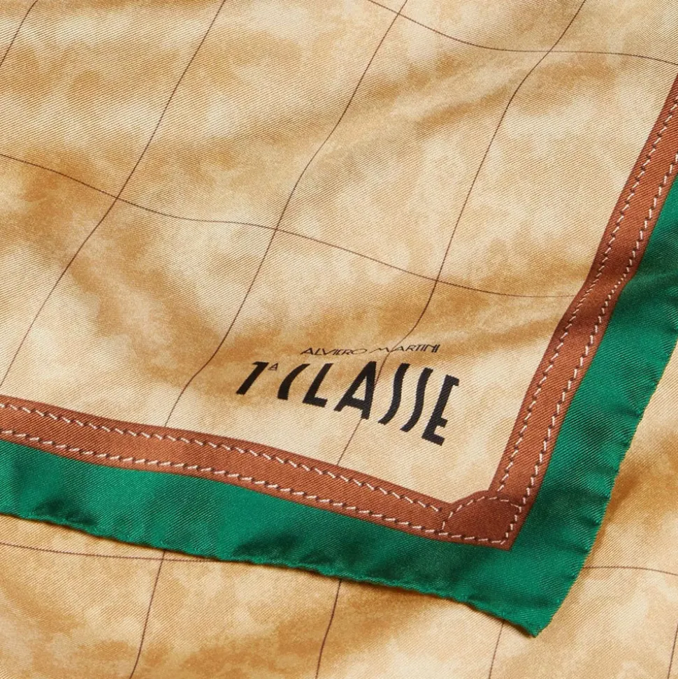 Foulard 90 x 90 cm 1A Classe Alviero Martini in Seta stampa Geo Classic e Verde Giada 3190