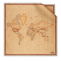 Foulard 90 x 90 cm 1A Classe Alviero Martini in Seta stampa Geo Classic e Taupe Scuro 3190
