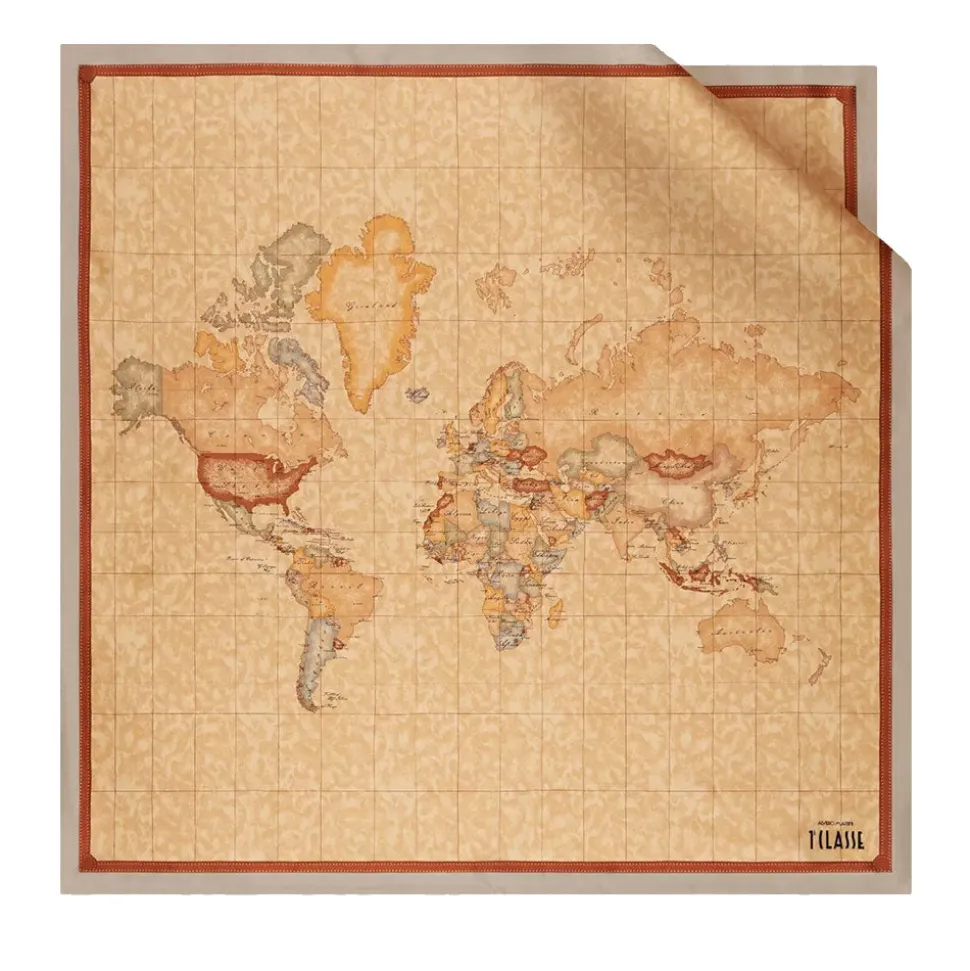Foulard 90 x 90 cm 1A Classe Alviero Martini in Seta stampa Geo Classic e Taupe Scuro 3190