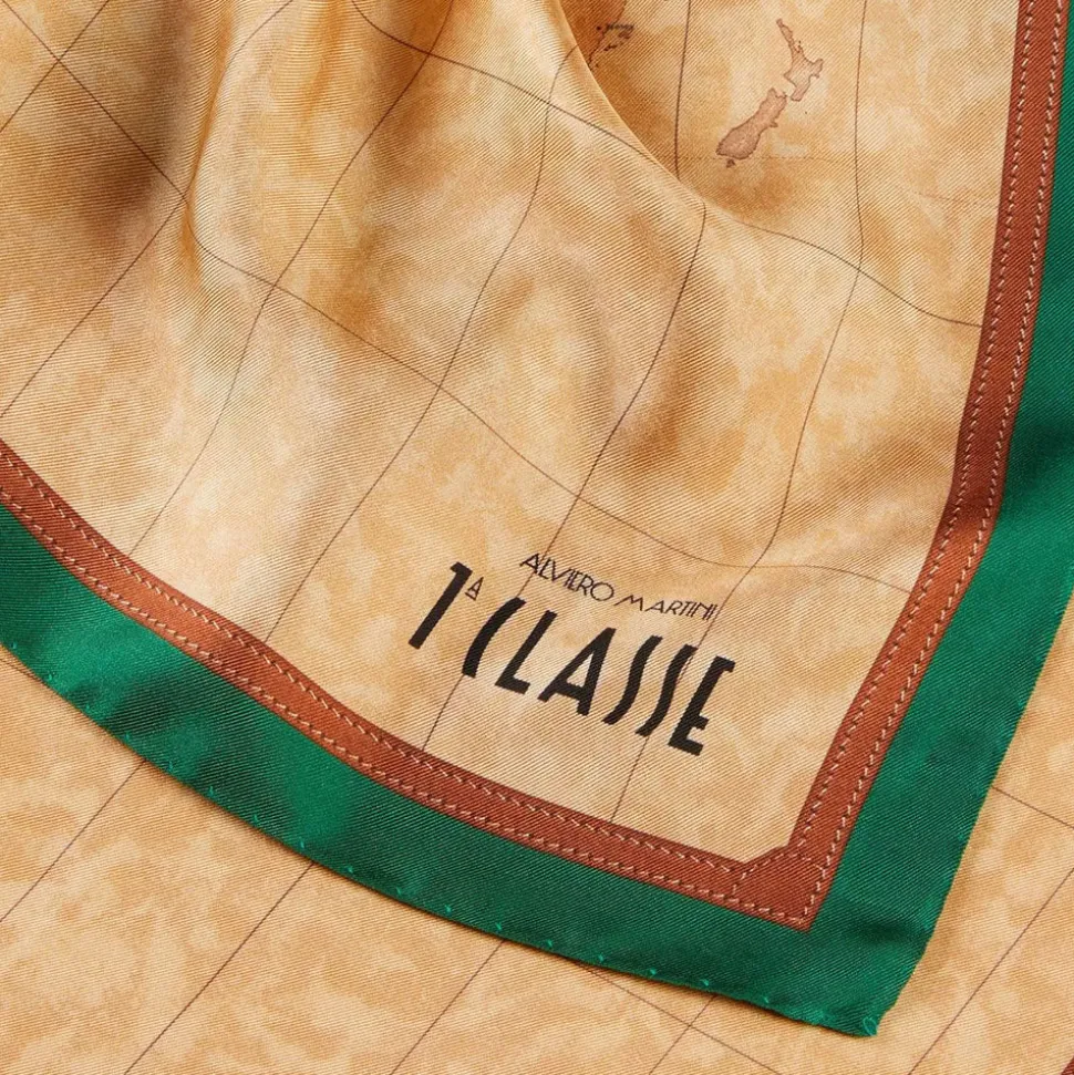 Foulard 70 x 70 cm 1A Classe Alviero Martini in Seta stampa Geo Classic e Verde Giada 3170