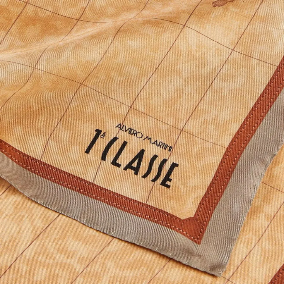 Foulard 70 x 70 cm 1A Classe Alviero Martini in Seta stampa Geo Classic e Taupe Chiaro 3170