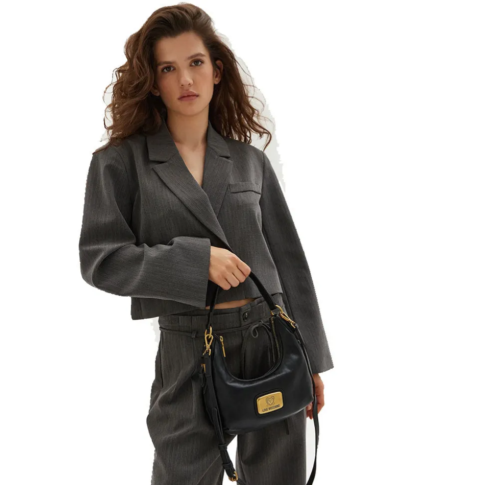 Hobo Bag a Mano LOVE MOSCHINO Nera con Placca Logo