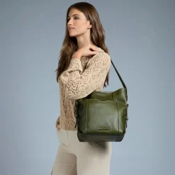 Hobo Bag Donna THE BRIDGE linea Gemma in Pelle Arancio Bruciato