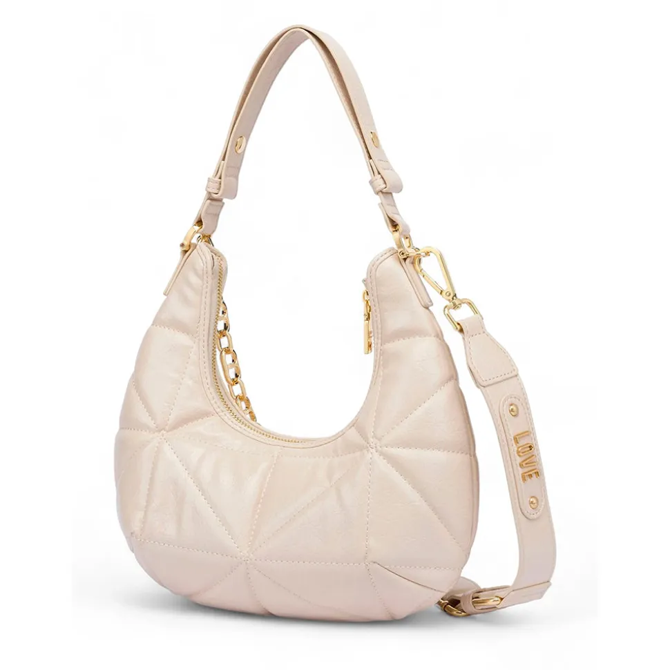 Hobo Bag LOVE MOSCHINO linea Geometric Quilted Trapuntato Avorio