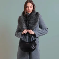 Hobo Bag Media THE BRIDGE linea Federica in Pelle color Panna