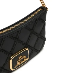 Hobo Bag Small LOVE MOSCHINO con Ricamo a Scacchi Nero