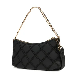 Hobo Bag Small LOVE MOSCHINO con Ricamo a Scacchi Nero