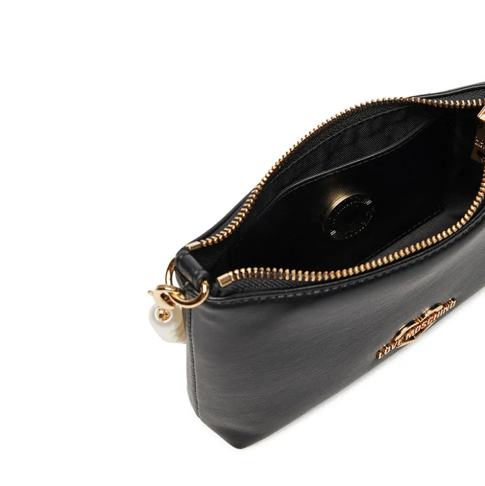 Hobo Bag Small LOVE MOSCHINO linea Pearls Nera