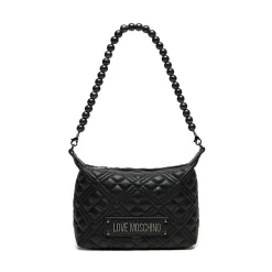 Hobo Bag Small LOVE MOSCHINO linea Pearls Trapuntata Nera con Logo Canna di Fucile