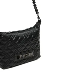 Hobo Bag Small LOVE MOSCHINO linea Pearls Trapuntata Nera con Logo Canna di Fucile