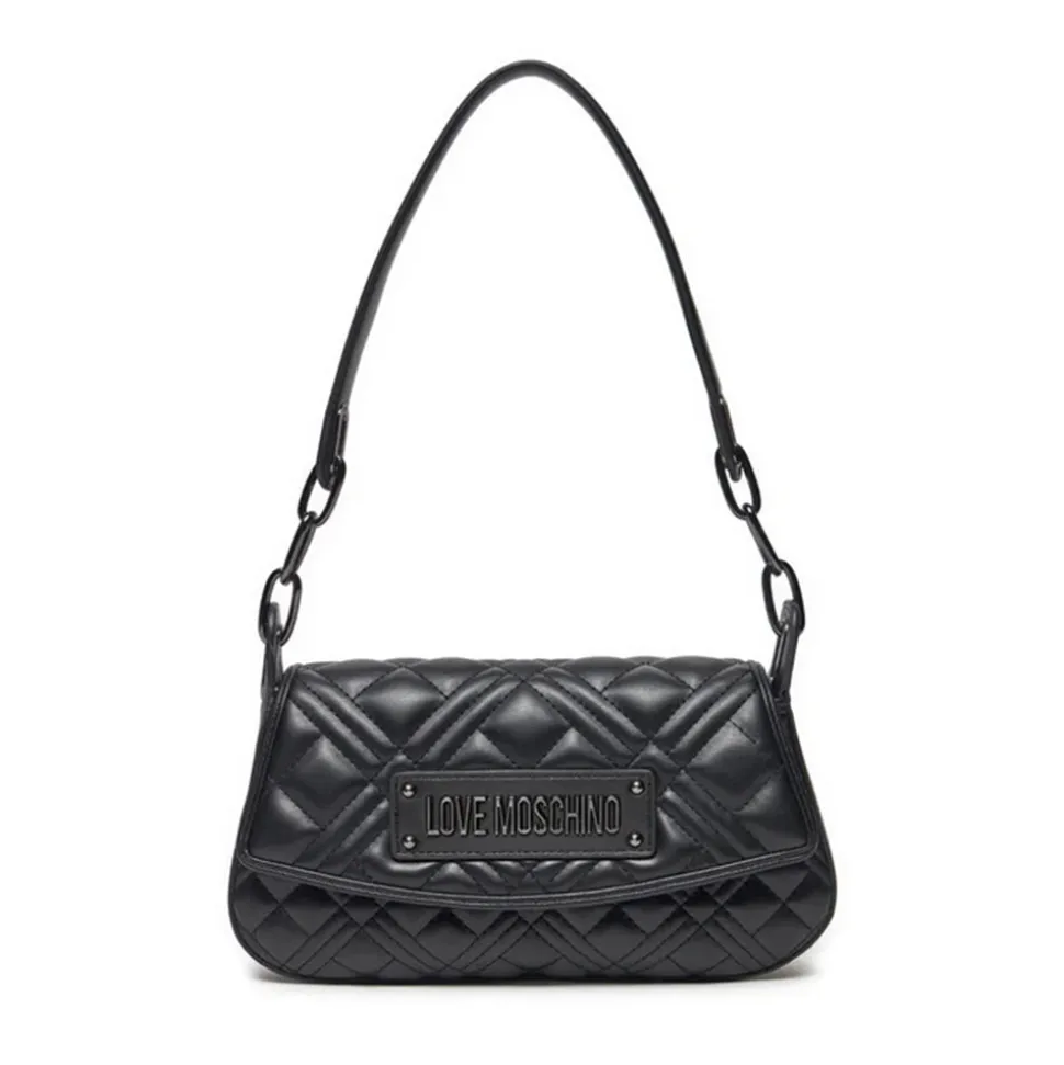Hobo Bag Trapuntata LOVE MOSCHINO linea Lettering Logo colore Nero con Logo Canna di Fucile