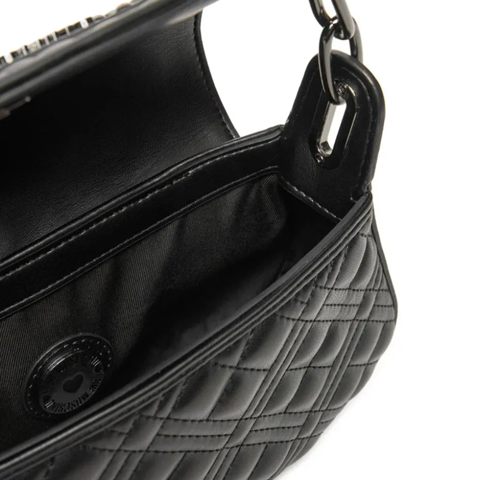Hobo Bag Trapuntata LOVE MOSCHINO linea Lettering Logo colore Nero con Logo Canna di Fucile