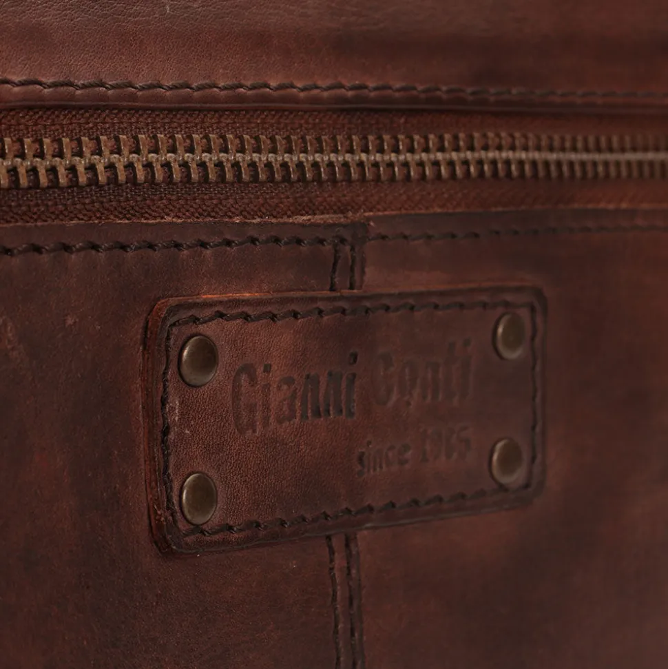 Messenger Uomo con Zip GIANNI CONTI in Pelle Marrone