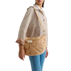 Mezzaluna Grande a Tracolla 1A Classe Alviero Martini linea Social Fusion Geo Classic e Avorio LB99