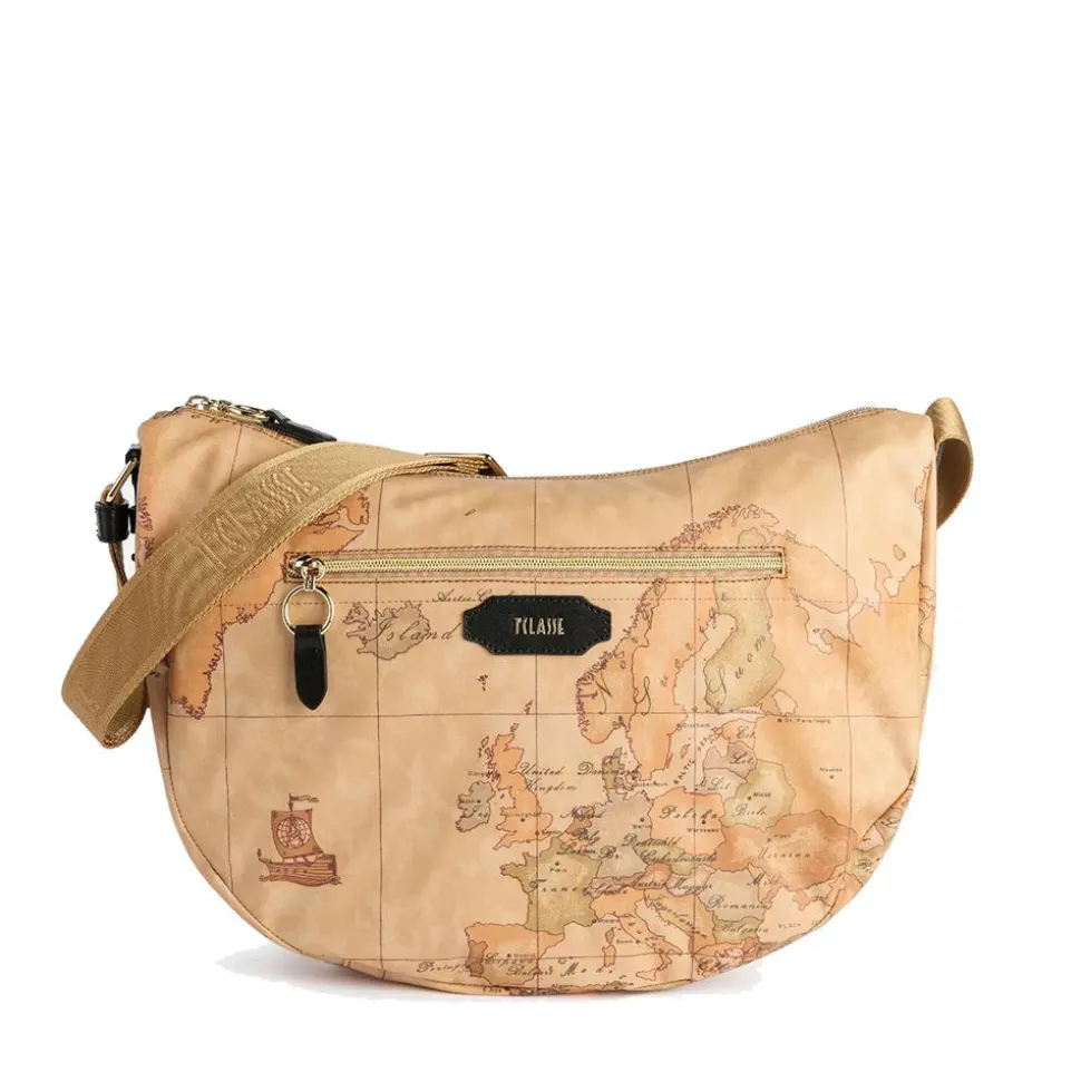 Mezzaluna Grande a Tracolla 1A Classe Alviero Martini linea Social Fusion Geo Classic e Nero LB99