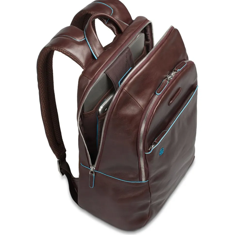PIQUADRO Zaino Porta Pc 14" Linea Blue Square in Pelle Blu - CA3214B2