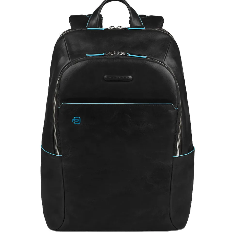 PIQUADRO Zaino Porta Pc 14" Linea Blue Square in Pelle Nera - CA3214B2