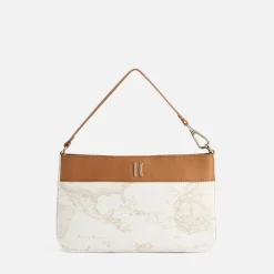 Pochette con Manichetto 1A Classe Alviero Martini linea Heritage Geo colore Geo White e Cuoio PO41