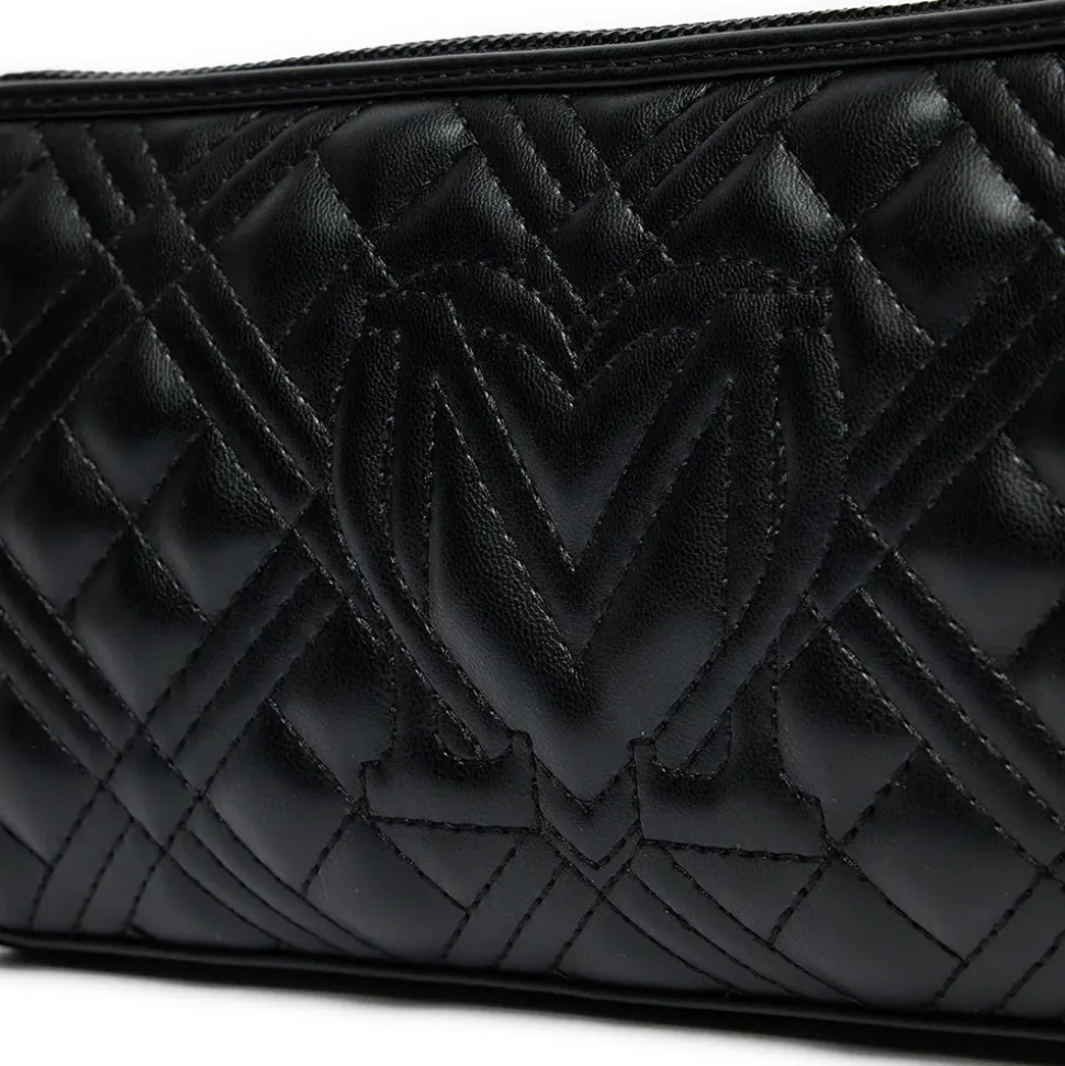 Pochette Donna LOVE MOSCHINO linea Quilted Nero con Logo Canna di Fucile